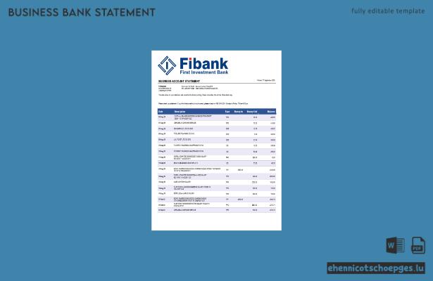 Fibank-Bankkontoauszug im Word- und PDF-Format – Beispielvorschau